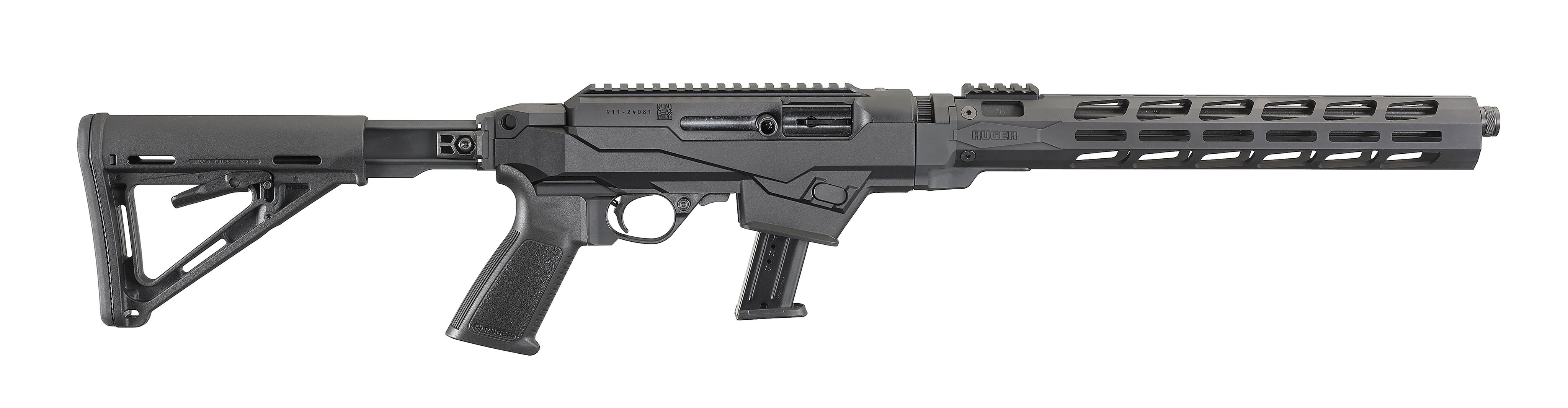Ruger 19122 PC Carbine 9mm Luger 17+1 16.12" Threaded/Fluted Barrel, Type III Hard Coat Anodized Aluminum Alloy Receiver, Adjustable Magpul MOE Stock, M-LOK Accessory Slots, Optics Ready