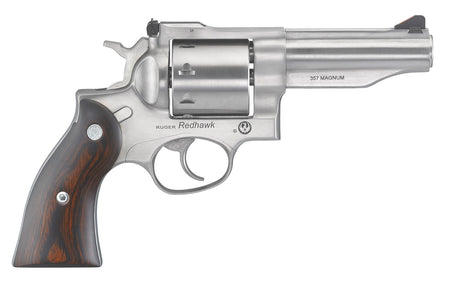 Ruger 5059 Redhawk *MA Compliant 357 Mag 4.20" Barrel 8rd Triple-Locking Cylinder, Satin Stainless Steel, Hardwood Grip, Transfer bar Safety