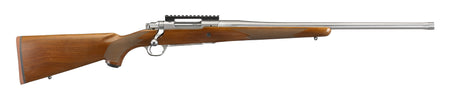 Ruger Hawkeye Hunter 7mm Rem Mag 3+1 24" Satin Stainless Threaded Barrel, Picatinny Rail, Walnut Pistol Grip Stock (Model 57124)