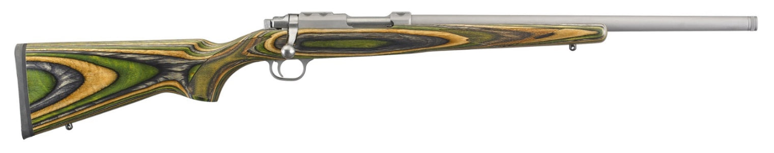 Ruger 77/22 .22 Hornet Bolt Rifle, 6+1, 18.5" Threaded Stainless Barrel, Green Mountain Laminate Stock