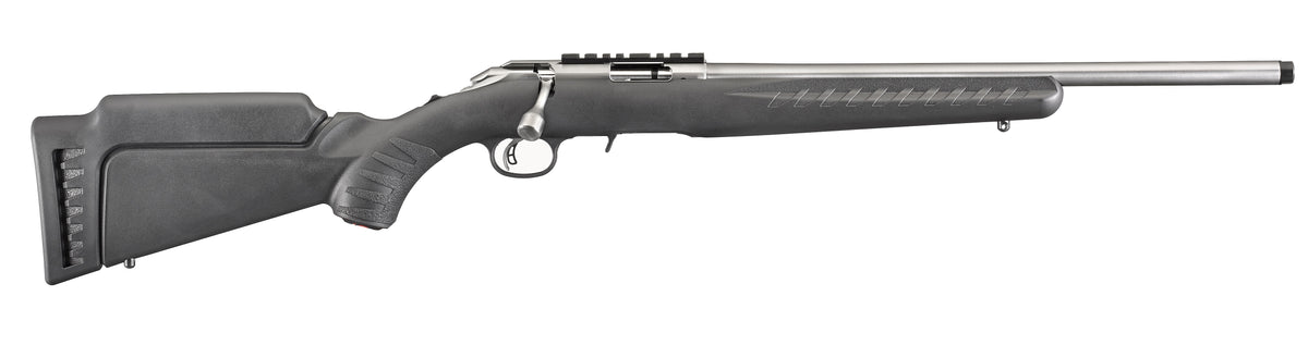 Ruger American Rimfire 17 HMR 9+1 18" Satin Stainless Threaded Barrel, Black Synthetic Stock