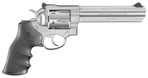 Ruger 1707 GP100 Medium Frame 357 Mag 6rd 6" Satin Stainless Steel Barrel, Cylinder & Frame, Hogue Monogrip, Transfer Bar Safety, Exposed Hammer