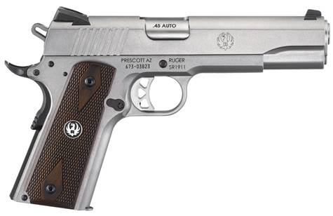 Ruger 6700 SR1911 Full Size 45 ACP 7+1/8+1 5" Low-Glare Stainless Steel Barrel, Serrated Stainless Steel Slide & Frame w/Beavertail, Hardwood Grip, Right Hand