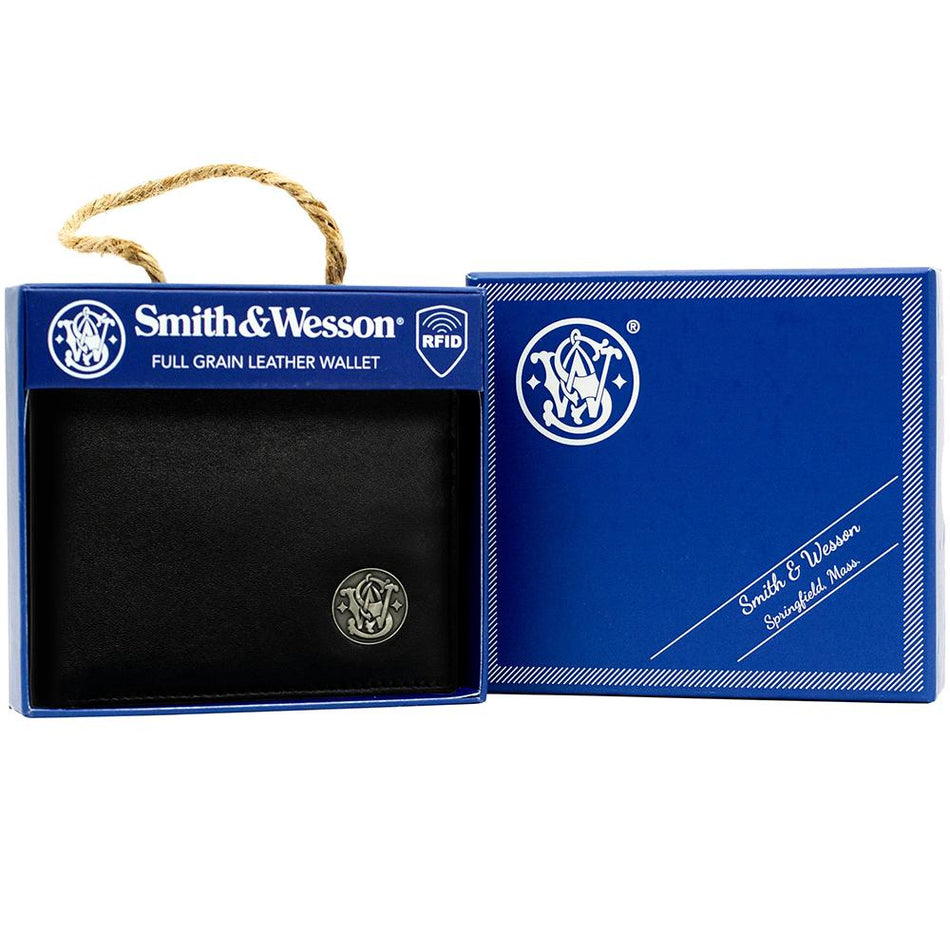 Cameleon S&W Front Pocket Wallet Black Top Grain Cowhide with Anti-RFID Lining