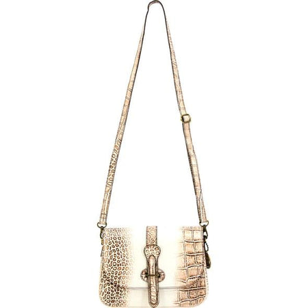 Cameleon S&W Croc CCW Crossbody Purse Beige with Gold Hardware