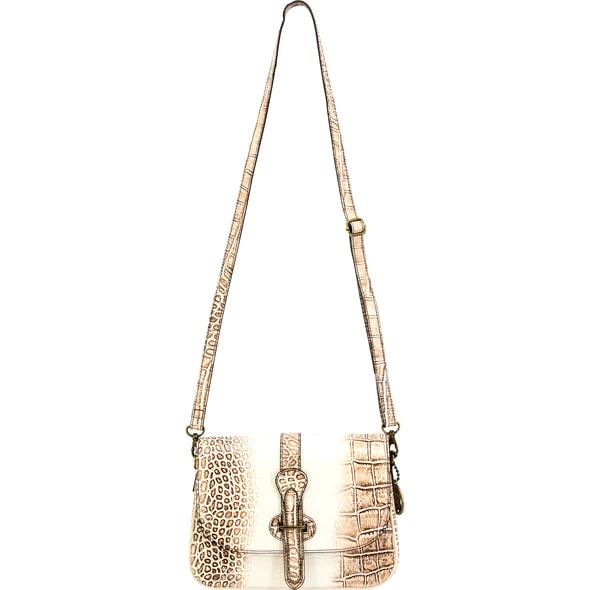 Cameleon S&W Croc CCW Crossbody Purse Beige with Gold Hardware