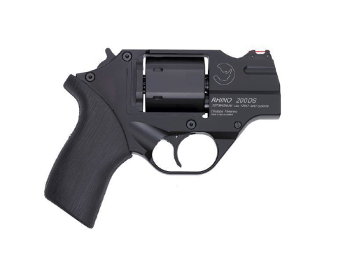 Chiappa Firearms CF340216 Rhino 200DS Small Frame 357 Mag 6 Shot, 2" Black Anodized Steel Barrel, Blued Steel Cylinder, Black Anodized Aluminum Frame, Black Rubber Grip, Concealed Hammer