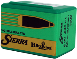 Sierra 6mm .243 Cal 55 Grain BlitzKing Reloading Bullets 100 Count