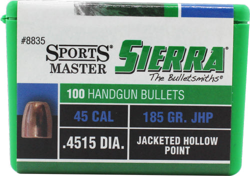 Sierra Sports Master .4515 185gr JHP Reloading Bullets 100-Count
