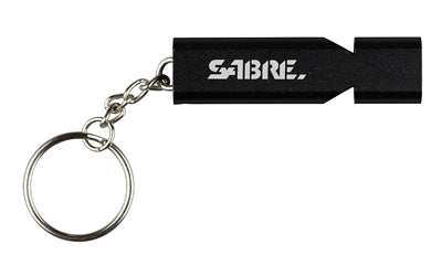 SABRE Black Matte Emergency Whistle with Carabiner Clip and Detachable Lanyard