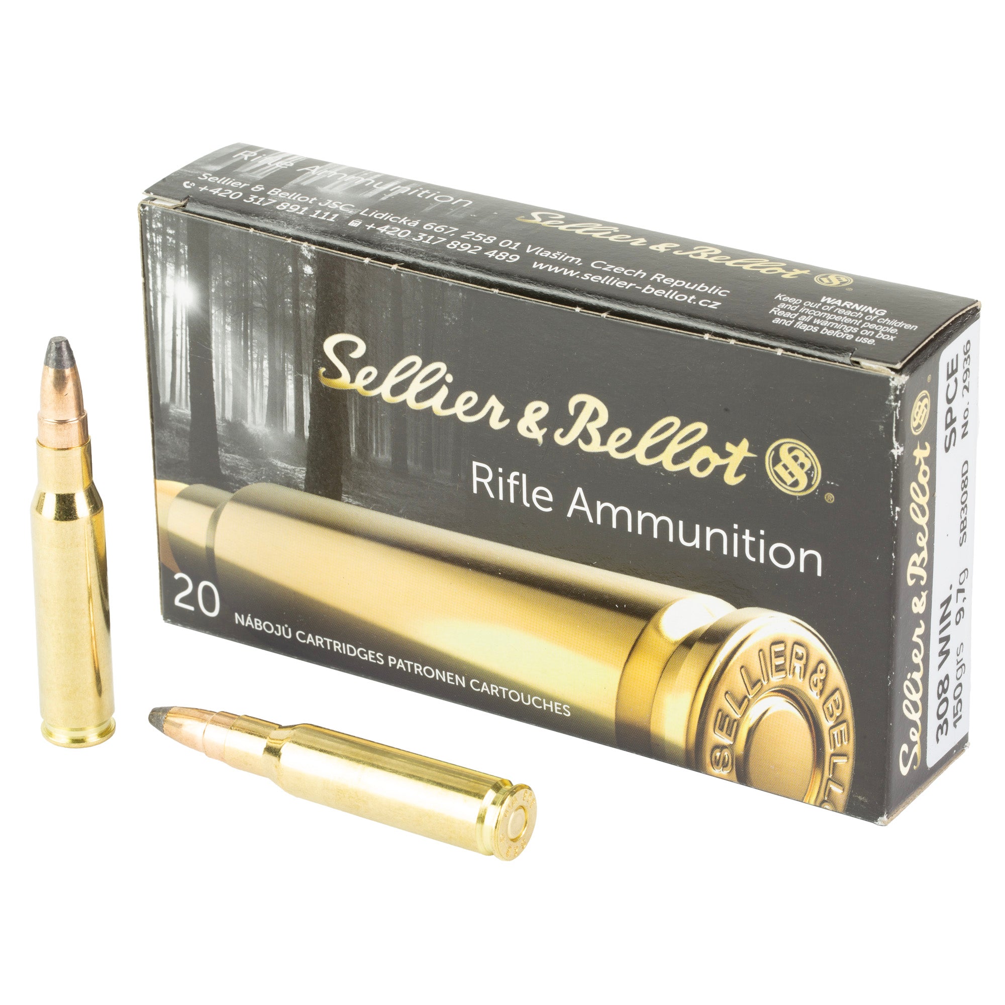 Sellier & Bellot (S&B) .308 Win / 7.62x51mm SB308D 754908512225 Soft Point Cut Through Edge 150 Grain