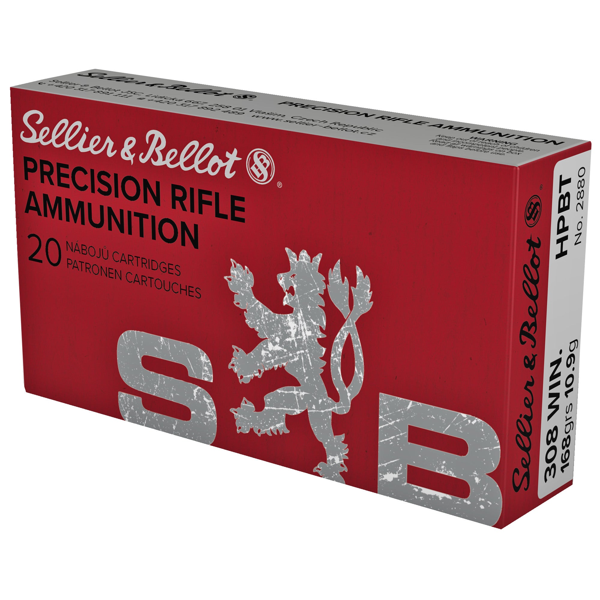 Sellier & Bellot (S&B) .308 Win / 7.62x51mm SB308G Precision Rifle Hollow Point Boat Tail HPBT 168 Grain