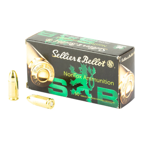 Sellier and Bellot 9mm Luger / Parabellum Handgun Ammo NonTox Full Metal Jacket FMJ 124 grain 