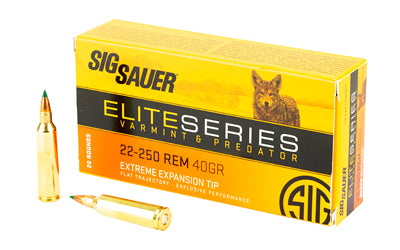 Sig Sauer .22-250 Remington Rifle Ammo Sig Sauer Elite Series Varmint & Predator Polymer Tip PolyTip 40 grain 