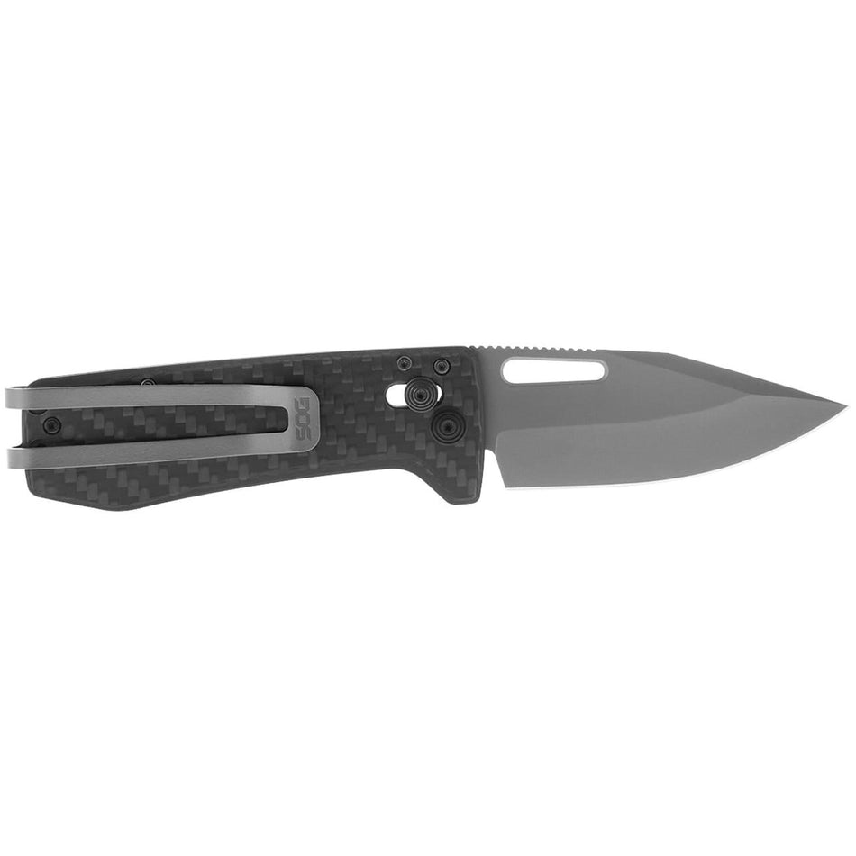 SOG Ultra XR Pocket Knife 2.8" Blade Black Gray Carbon Fiber Handle