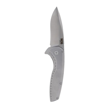 SOG Knives Aegis FLK 2.0 3-1/4" Drop Point Folding Knife Silver Blister Pack