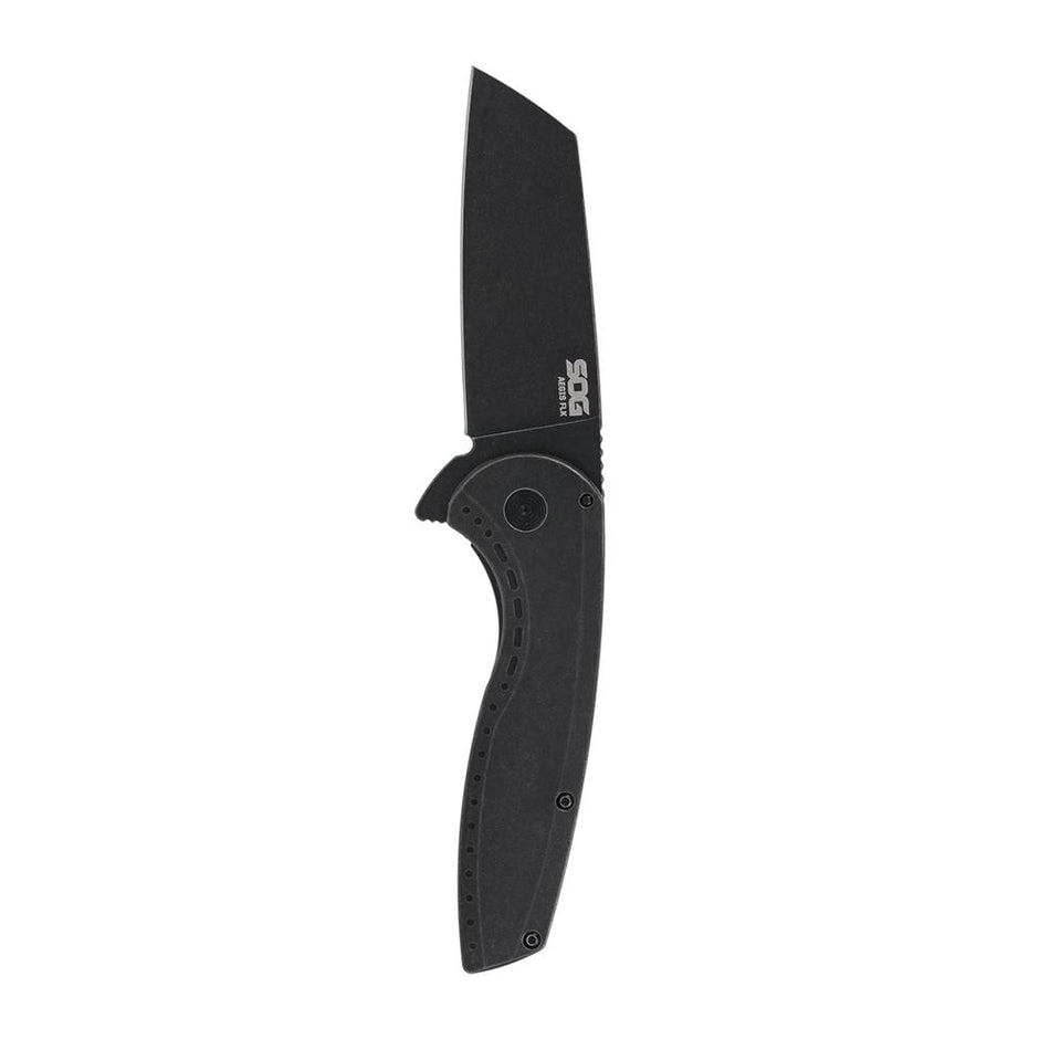 SOG Aegis FLK 2.0 Flipper Folding Knife 3.25" Wharncliffe Stainless Steel Black