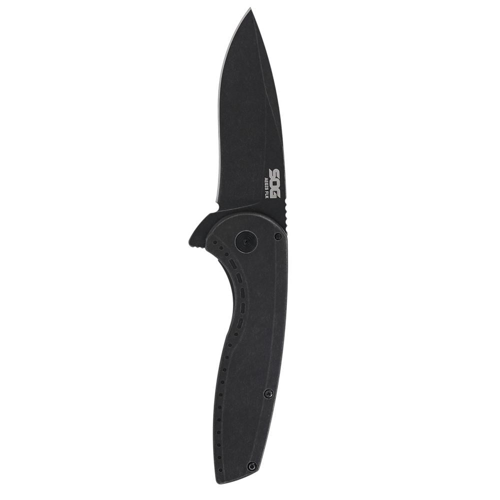 SOG Knives Aegis FLK 2.0 Folder 3-1/4" Drop Point Stonewash Black