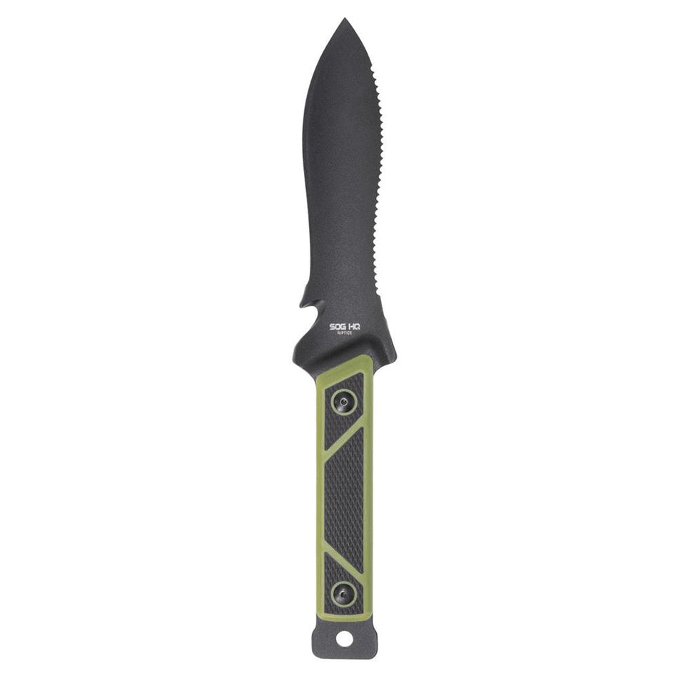 SOG Rip Tide Fixed Knife 6-1/2 Inch Spear Point Blade Black Green