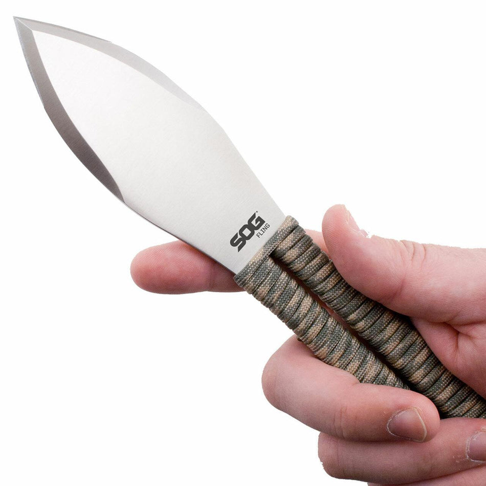 SOG Fling 3-Piece Throwing Knives 2.8" Green and Tan Paracord