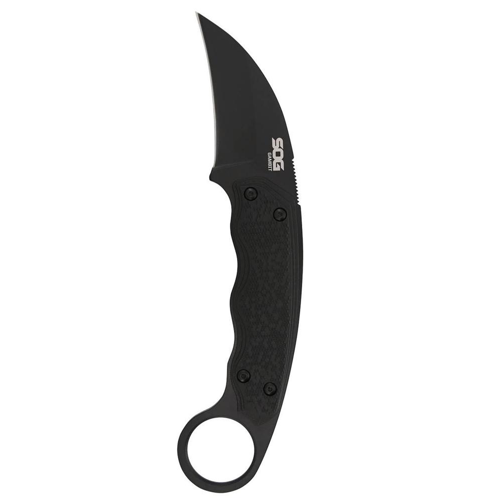 SOG Gambit Fixed Blade Knife Blackout 2-3/5" Sheepsfoot Blade