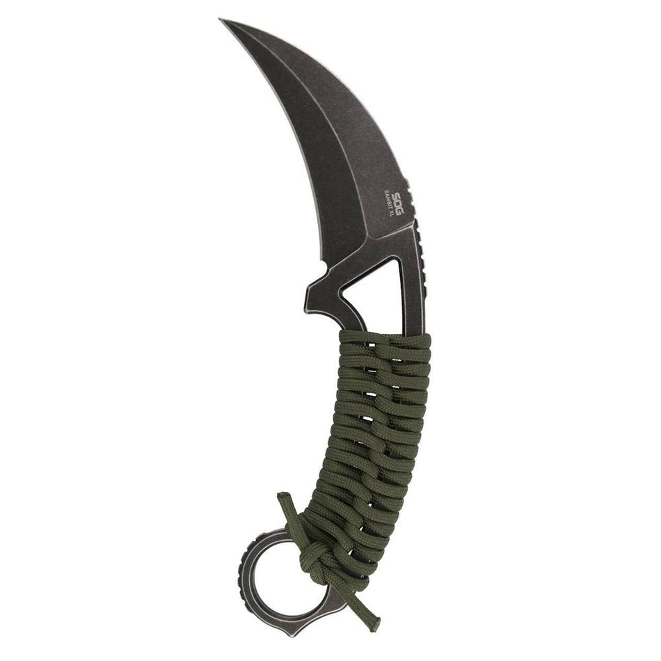 SOG Gambit XL 4" Karambit Fixed Knife OD Green Box