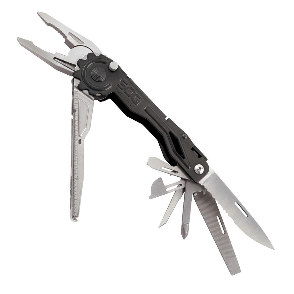 SOG Switchplier 12-Tool Multi-Tool with Push-Button Pliers Black
