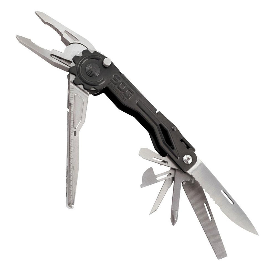 SOG Switchplier 12-Tool Multi-Tool with Push-Button Pliers Black