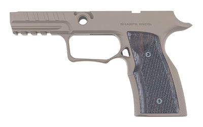 Sharps Bros. SBGM12 Billet Aluminum Grip Module, Fits Sig P320 with Manual Safety, Flat Dark Earth, Wenge Wood Panels
