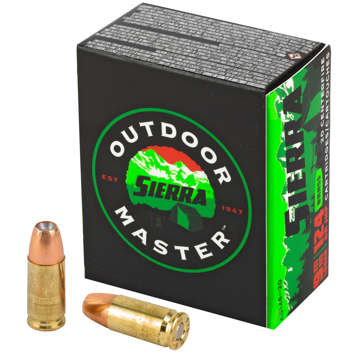 Sierra 9mm Luger/Parabellum A812420 Outdoor Master Jacketed Hollow Point JHP 124 Grain