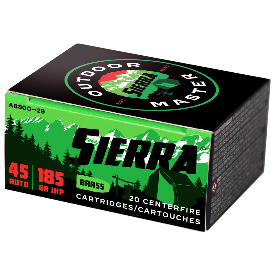 Sierra .45 ACP/Auto A880029 Outdoor Master Jacketed Hollow Point JHP 185 Grain