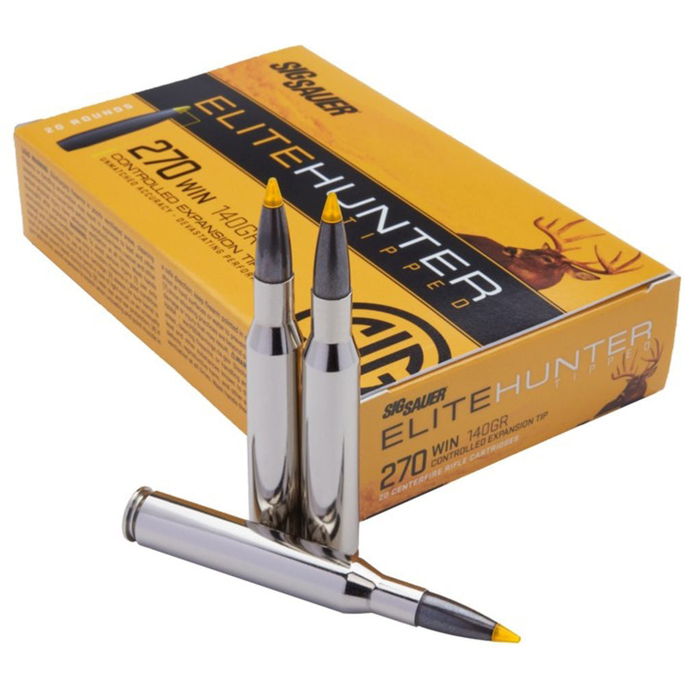 Sig Sauer .270 Winchester Rifle Ammo Elite Copper Hunting Solid Copper Projectile Solid 120 grain 