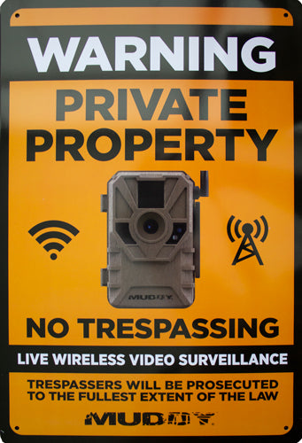 Muddy Wireless Video Surveillance Warning Sign 8 x 12 Inch