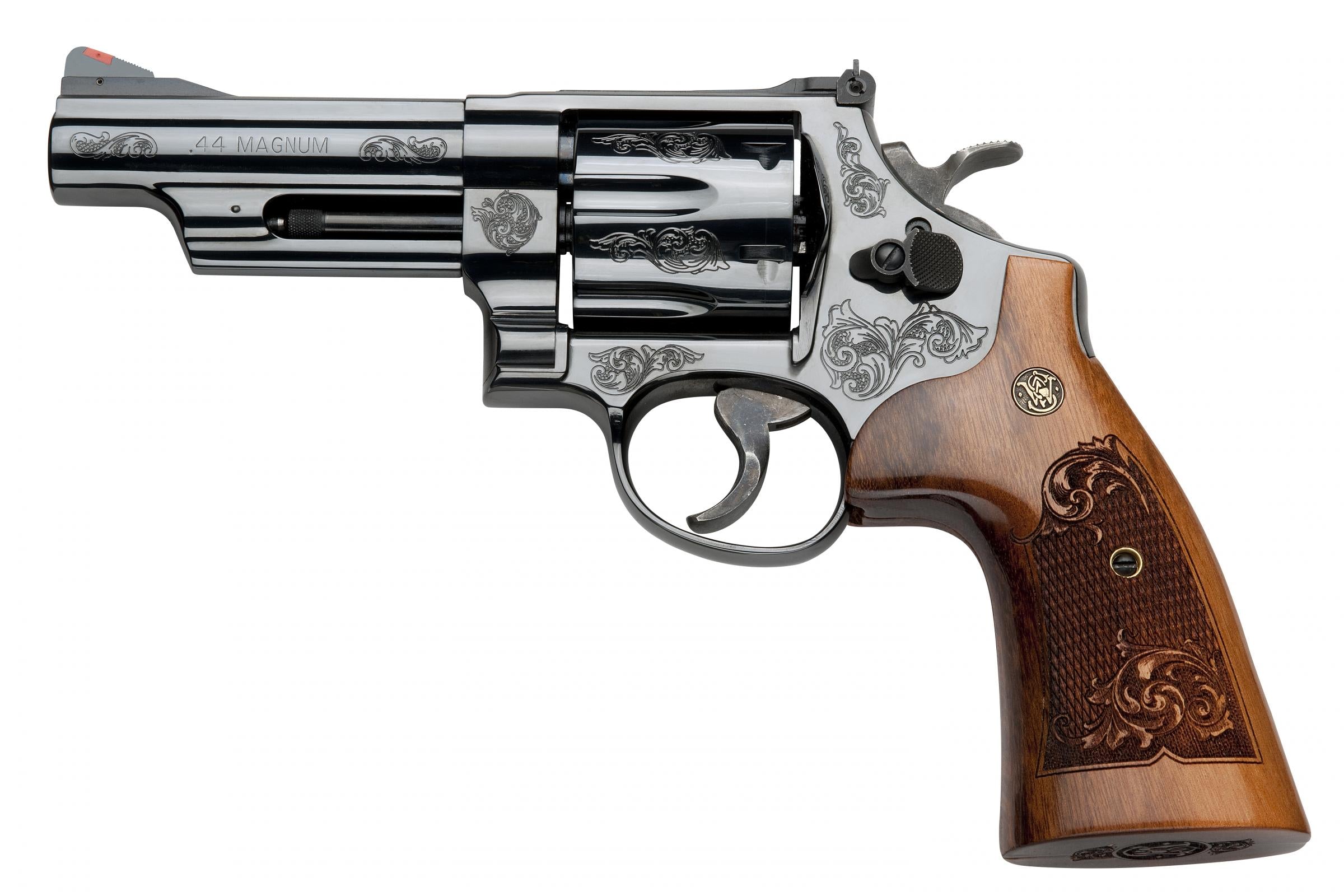 Smith & Wesson 150783 Model 29 44 Rem Mag or 44 S&W Spl Machine Engraved Blued Carbon Steel 4" Barrel, 6rd Cylinder & N-Frame, Wood Engraved Grip