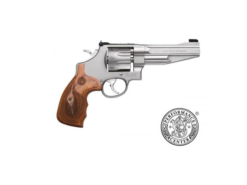 Smith & Wesson 170210 Performance Center Model 627 357 Mag 8rd 5" Stainless Steel Barrel & Cylinder Matte Silver Stainless Steel Frame with Wood Grip Includes Synthetic Grip