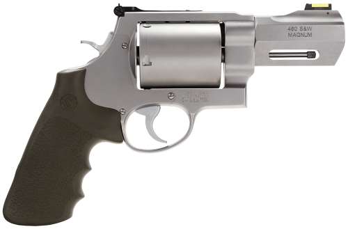 Smith & Wesson 170350 PC Model 460 XVR X-Large 460 S&W Mag 5 Shot 3.50" Stainless Steel Barrel, Stainless Cylinder, Matte Silver Stainless Steel Frame, Black Finger Grooved Grip, Teardrop Hammer