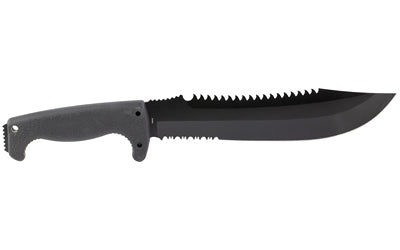SOG Fusion Jungle Primitive 9.5" Clip Point Fixed Blade, Partially Serrated, Black Glass Reinforced Nylon Handle, Includes Sheath