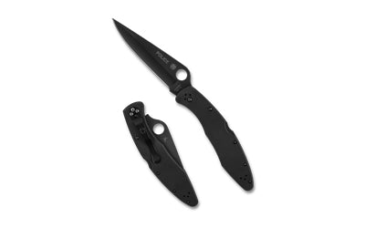 Spyderco Police Model Folder, 4.2" VG-10 Blade, 9.5" OAL, Black TiCN Finish, Back Lock