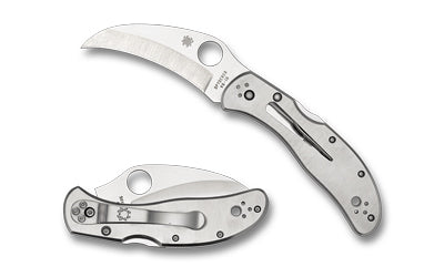 Spyderco Harpy Hawkbill Folder, 2.75" Plain Edge VG-10 Blade, Stainless Handle, 6.63" OAL