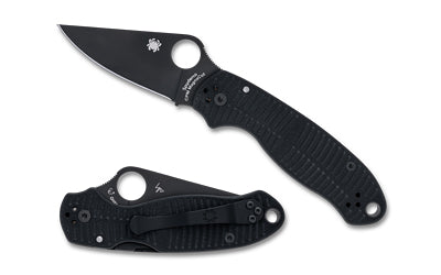 Spyderco Para 3 Salt CPM MagnaCut Folding Knife 2.93" Drop Point Blade DLC Matte Black G-10 Handle Compression Lock C223GMCBKP