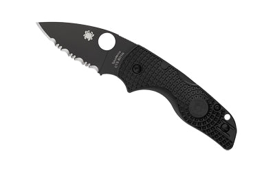 Spyderco Lil' Native Lightweight Black, 2.43" CTS BD1N DLC Serrated Blade, Black FRN C230SBBK