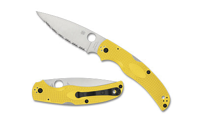 Spyderco Native Chief Lightweight Salt CPM MagnaCut Folding Knife 4.02" Serrated Blade Yellow FRN Handle Satin C244SYL