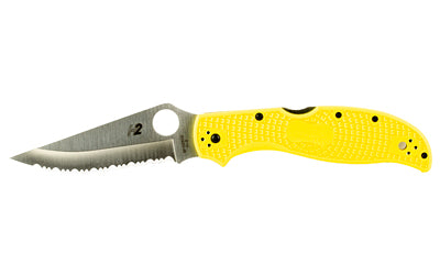 Spyderco Stretch 2 Lightweight Salt, H-2 Serrated Blade, Yellow FRN Handle, Satin Finish, 3.95" Folding Knife C258SYL