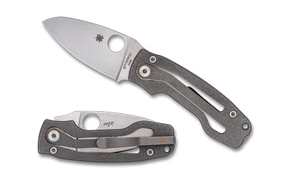 Spyderco PITS 2 Non-Locking Folder, M398 Blade Steel, 6.45" OAL, Gray Titanium Handle, Slipit