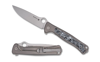 Spyderco Slym Pocket Knife 3.42" Drop Point Blade M390 Stainless Gray Titanium C271TIP