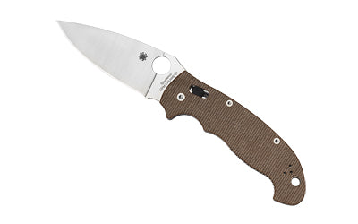 Spyderco Manix 2 XL, CPM CRU-WEAR Blade, Brown Canvas Micarta Handle, Satin Finish, 3.85" Folding Knife C95MPCW2