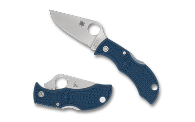 Spyderco Manbug SPY27 Folder, 1.96" Plain Edge Blade, 4.46" OAL, Cobalt Blue FRN, Back Lock