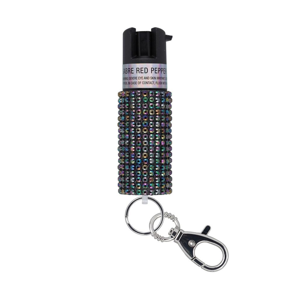 Sabre Black Jeweled Pepper Spray with Snap Clip Key Ring
