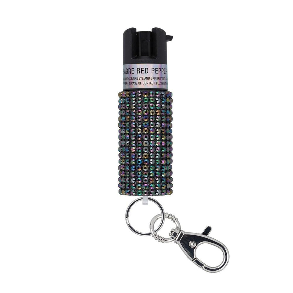 Sabre Black Jeweled Pepper Spray with Snap Clip Key Ring