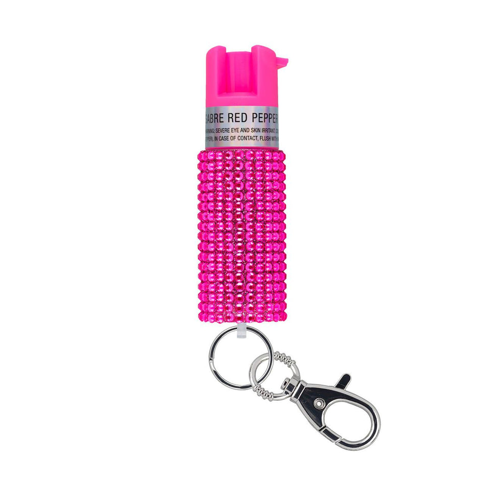 Sabre Jeweled Keychain Pepper Spray Pink 25-Burst Canister